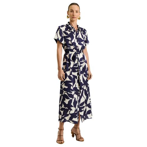 Veronika Maine Ink Shadow Leaf Shirt Dress
